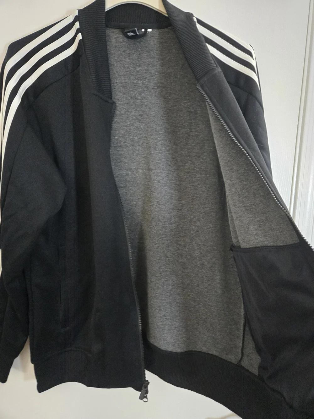 Adidas Men’s Squad ID Track Sport ID Bomber Jacket Black 3-Stripe Fits Large